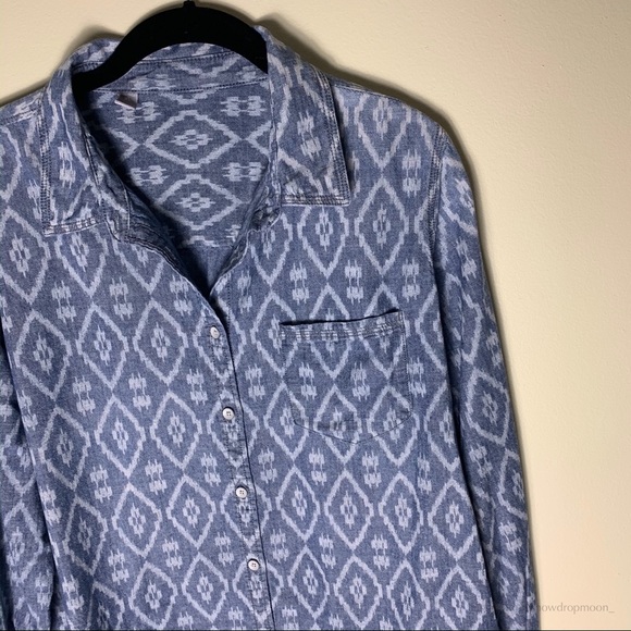chambray diamond patterned button down - Picture 3 of 3